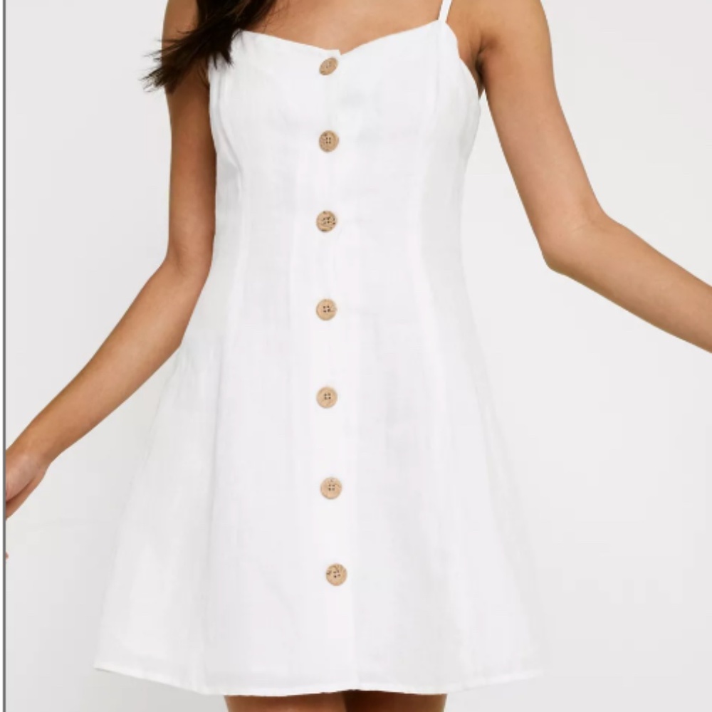 Garage‎ Linen Blend Cross-back, Button Front, Sleeveless, Mini Dress, Size Large